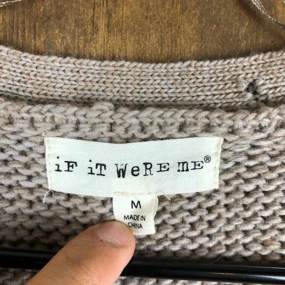 If It Were Me Anthropologie Women Sweater Brown Button Cardigan Wool Blend M - Picture 5 of 14